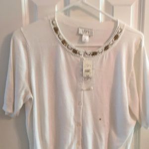 Ann Taylor Loft White Summer Sweater-M